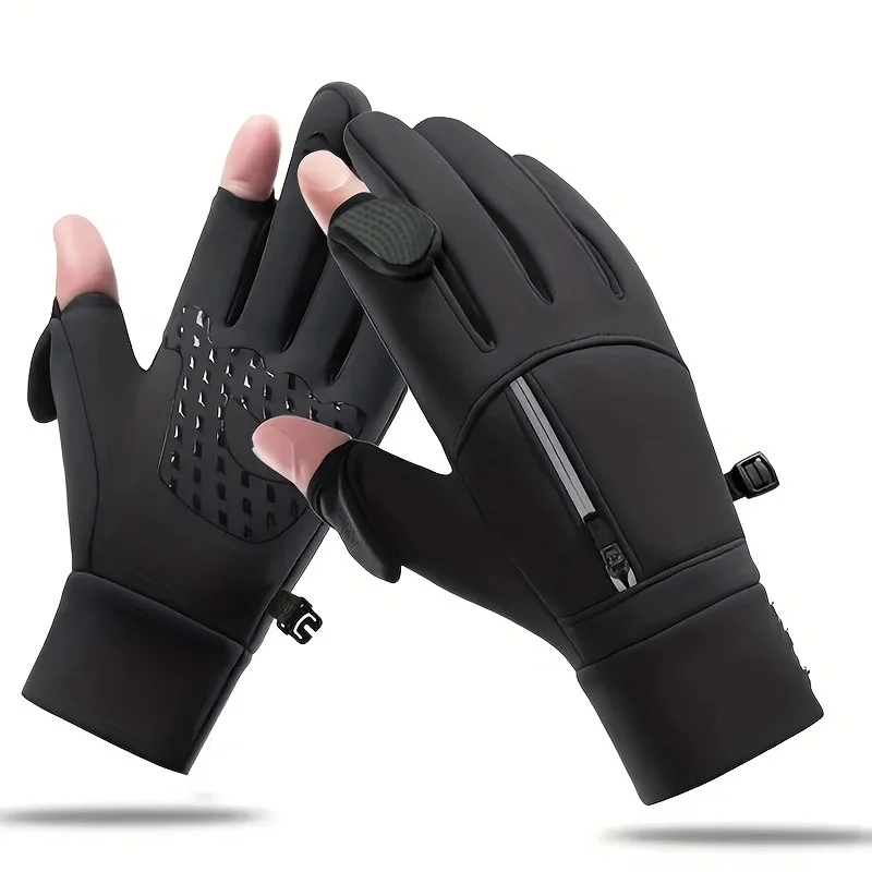 Winter Gloves Sports Bike Snow Bicycle Gloves Touchscreen Windstop Silicone Cycling Ski Waterproof Gloves Black