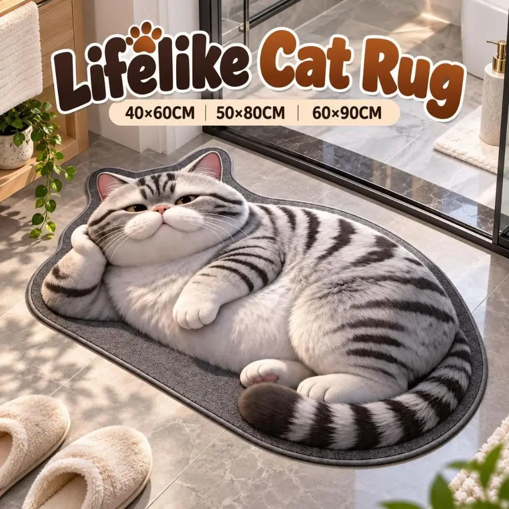 Diatomaceous Earth Lifelike Cat Floor Mat 40×60CM 50×80CM 60×90CM Water-absorbing Bathroom Carpet Non-slip Washable