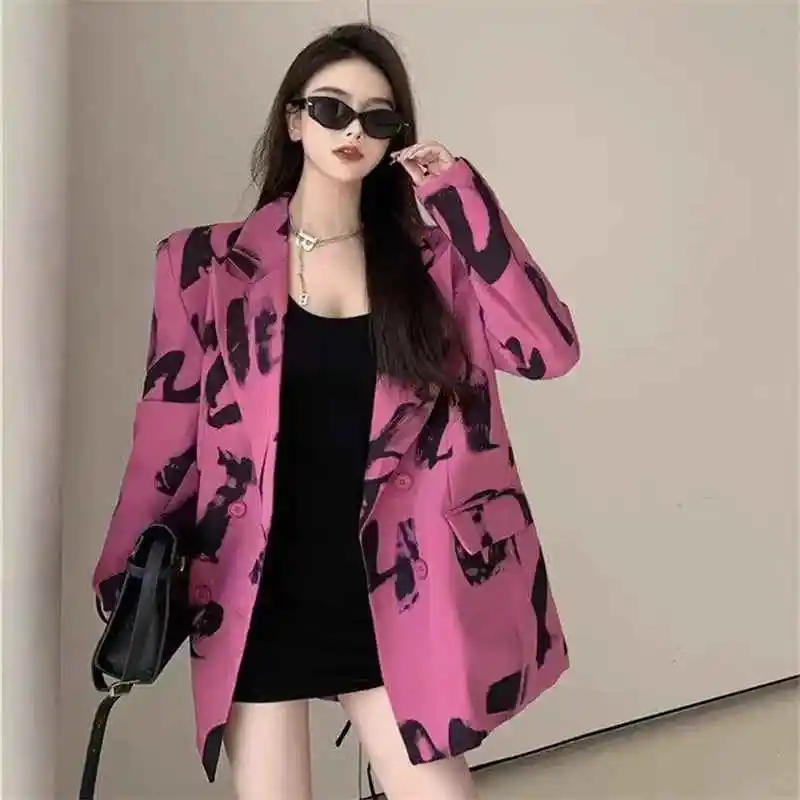 Spring Autumn Suit Coat Women Suits Blazer New Fashion Print Suit Jacket Good-looking Korean Women Receive High Praise