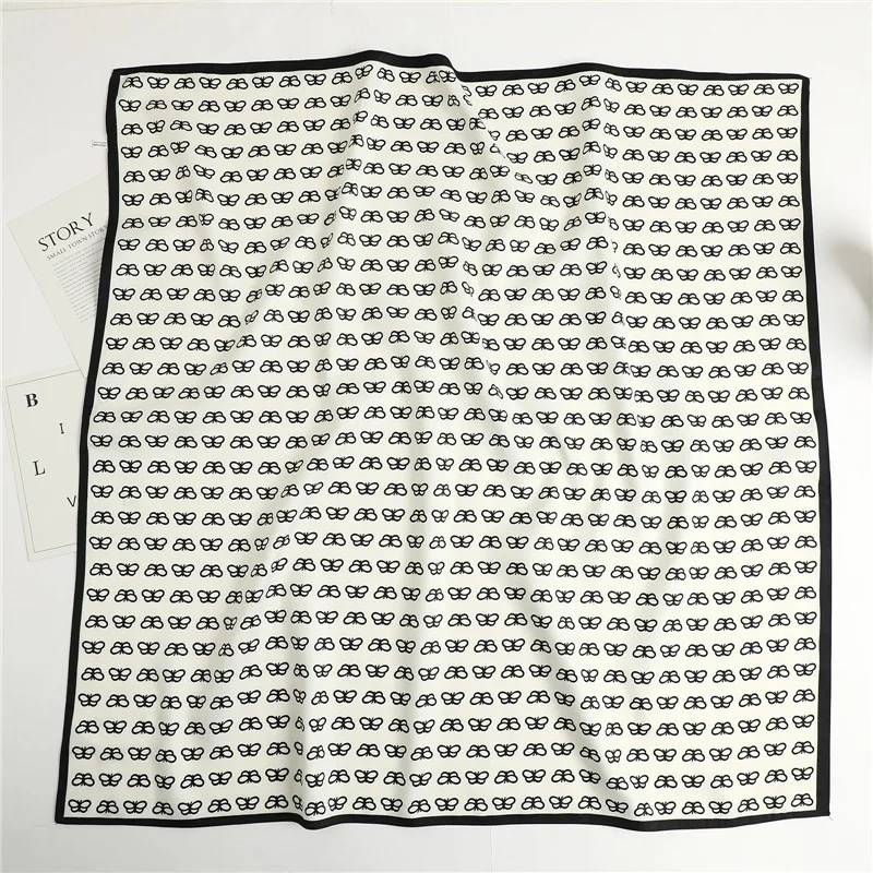 Spring Summer Luxury 90X90cm Simple Sunscreen Square Bandanna Fashion Kerchief Female Silk Scarves Fashion Shawl Foulard Hijab