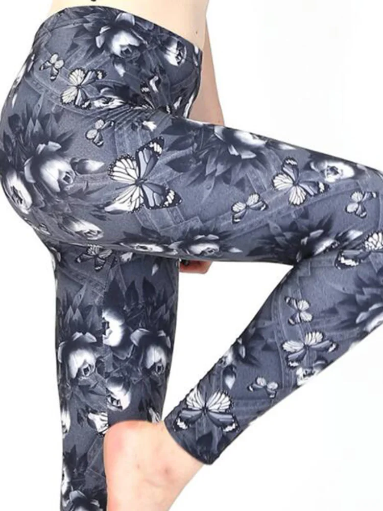 

NDUCJSI Sexy Printed Legging Summer 2022 Hot Sale High Waist Pants Women Leggings Faux Denim Jeans Legging Casual Pencil Pants