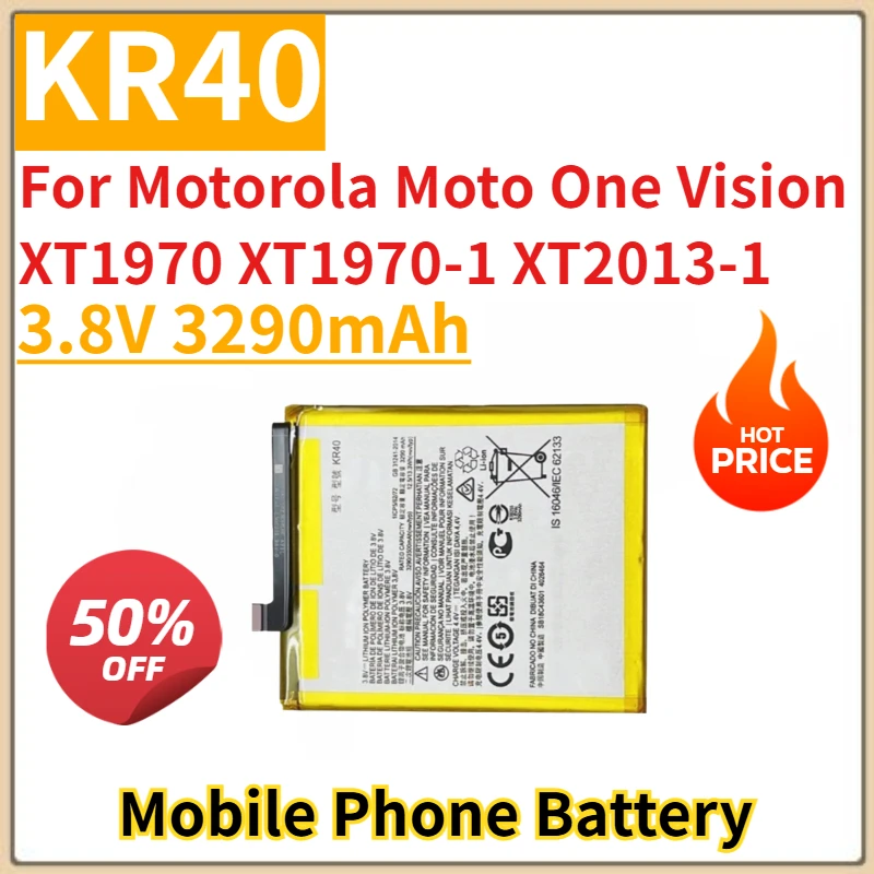 

3.8V 3290mAh Mobile Phone Battery KR40 For Motorola Moto One Vision XT1970 XT1970-1 XT2013-1 Brand New High Quality