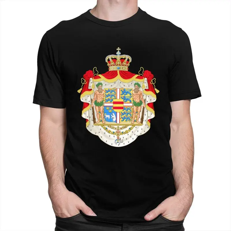 Coat Of Arms Of Denmark Tshirts Men Short Sleeve Leisure T Shirt Stylish T-shirt Loose Fit Soft Cotton Tees Merchandise