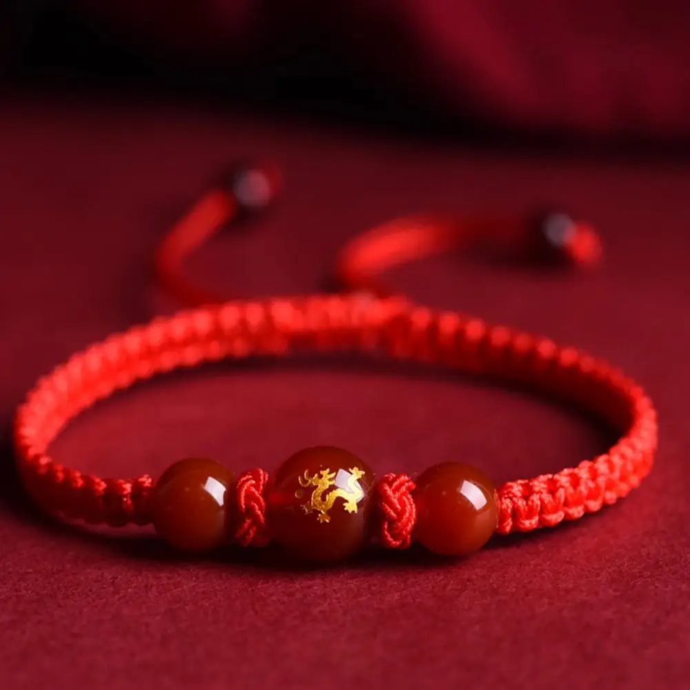 Chinese Style Dragon Bracelet 2024 Dragon Year Lucky Red Rope Bracelet Adjustable Xmas Near Year Gifts