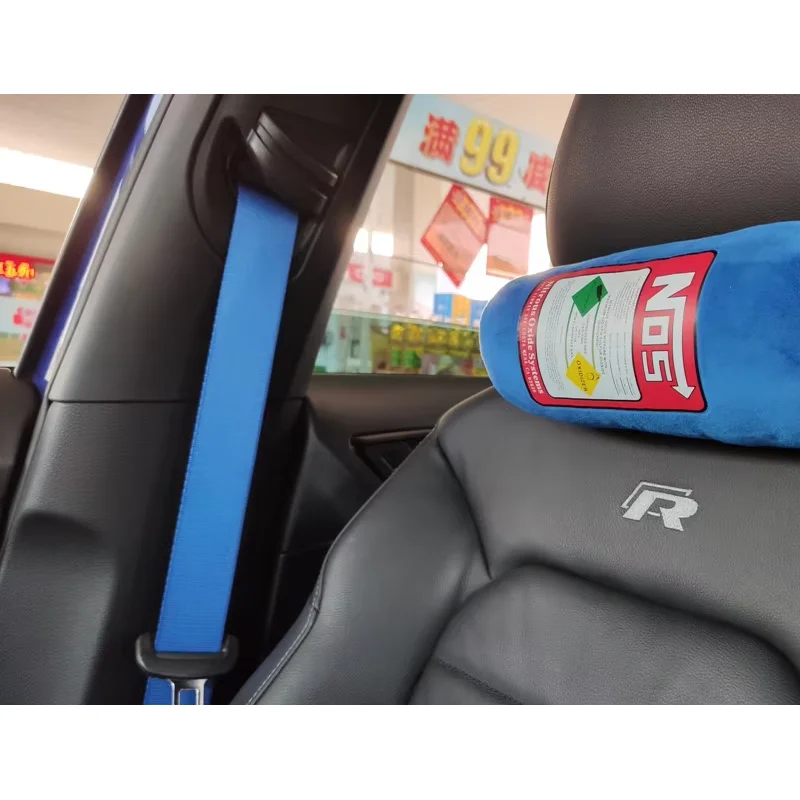 Neues Auto-Nackenkissen, Kopfstütze für Fahrer und Beifahrer, NOS-Flaschen-Kissen, Auto-Dekor, Kopfstützenkissen, Plüschkissen – Detail 2