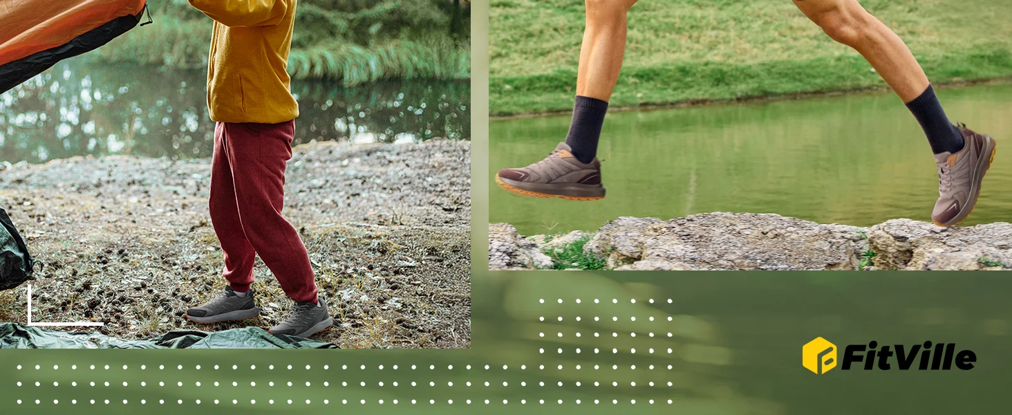 Fitville Outdoor-Wanderschuhe, wasserabweisende, extra breite Trekking- und Kletterschuhe für Herren, Sneakers mit hoher Rückfederung – Detail 8