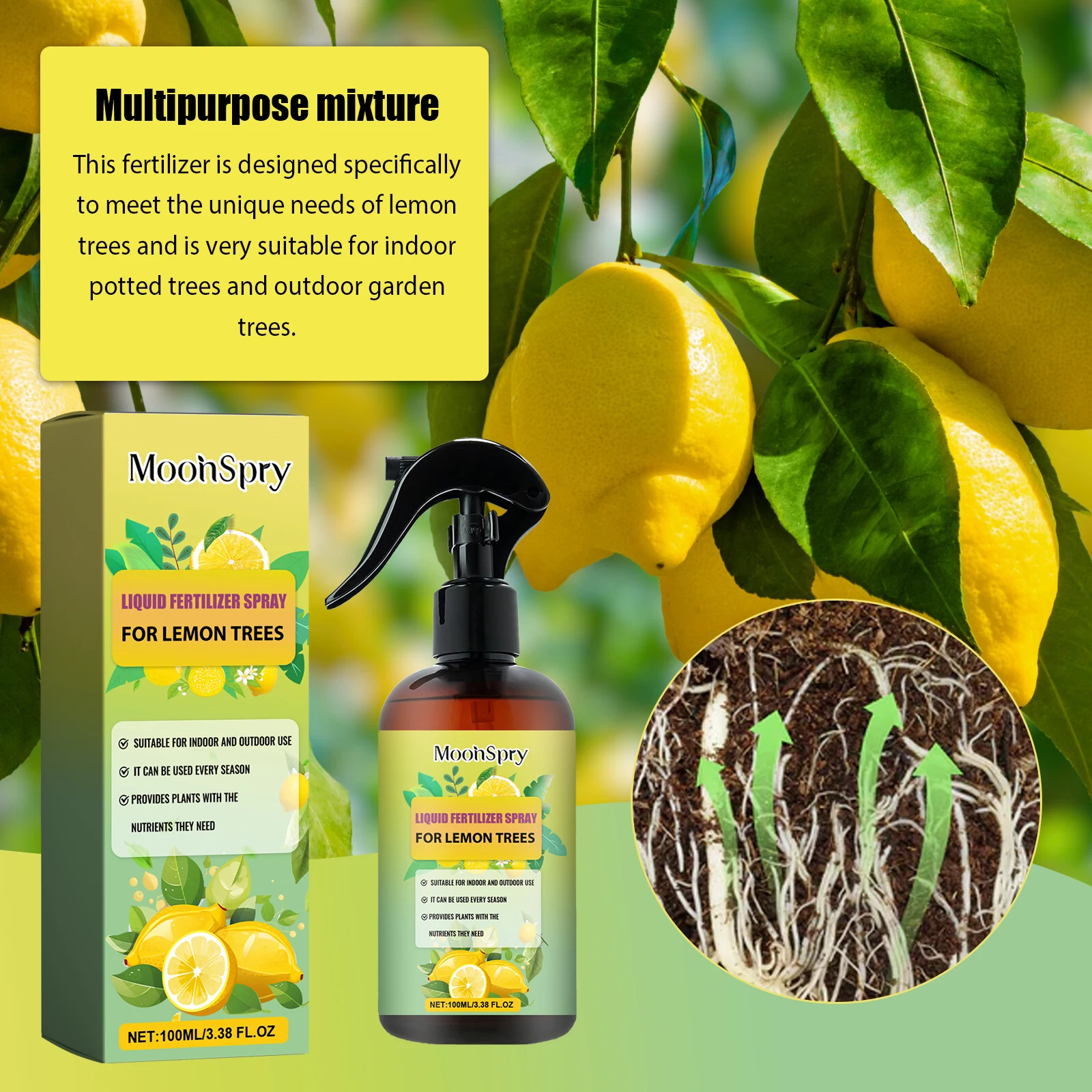 100ml Lemon Tree Liqud Fertilizer Seedling Booster Root Stimulator Leaf Growth Nutrient Garden Plant Food Lemon Fertilizer Spray