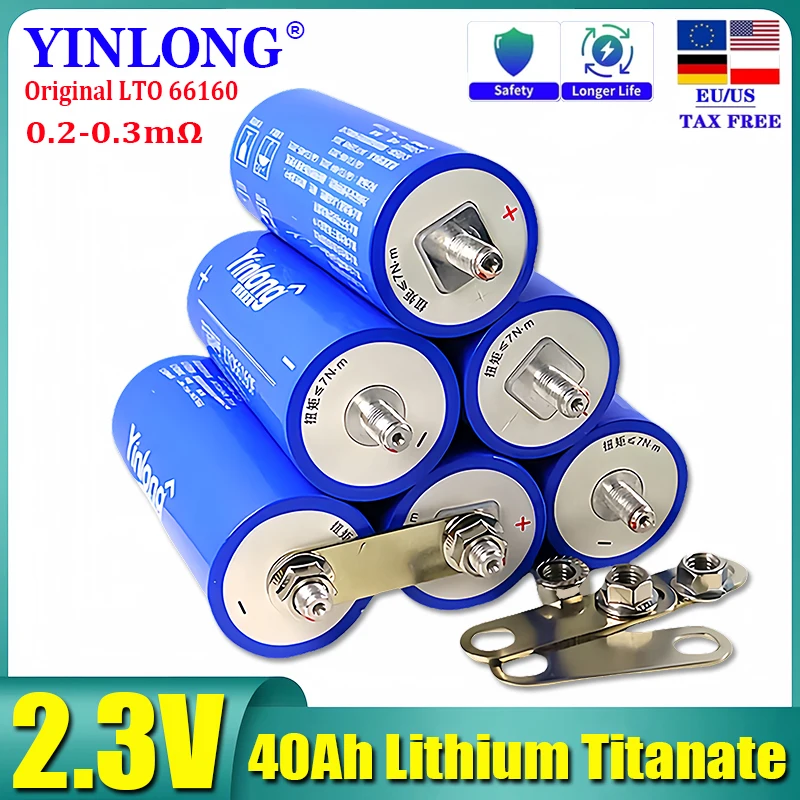 

6-64pcs new100% original A-grade 2.3V 40Ah Yinlong 66160 lithium titanate LTO battery DIY 12V 24V 48V car audio solar system