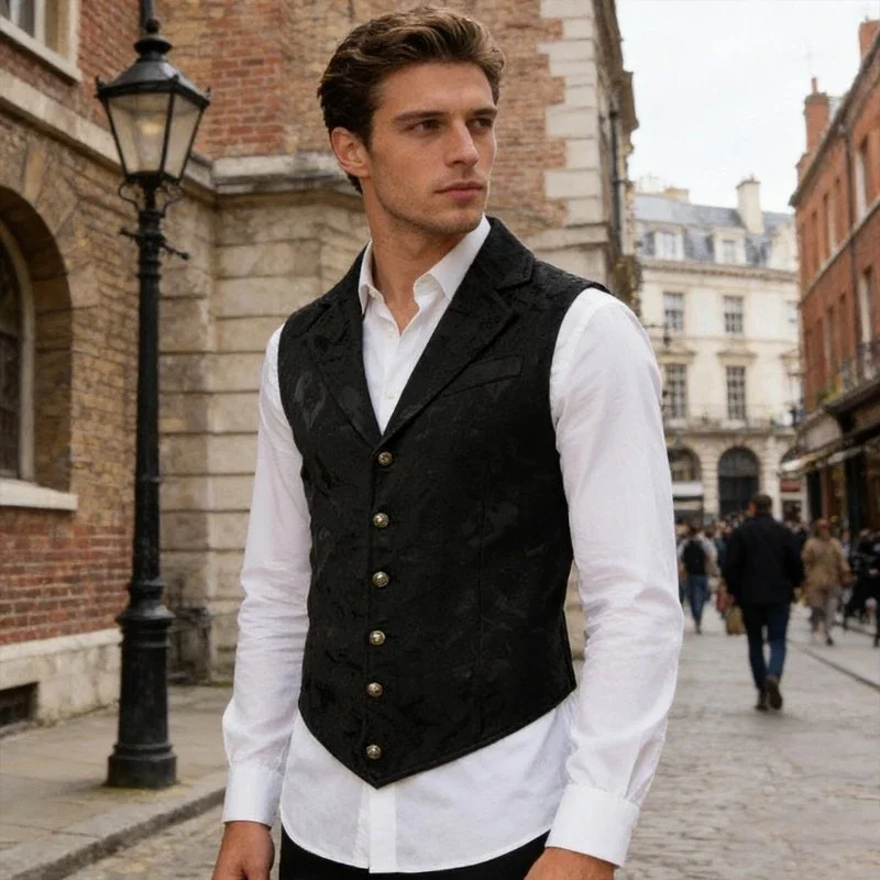 Men Retro Victorian Jacquard S - Men'S Formal Wear Waistcoat ulasan dan harga