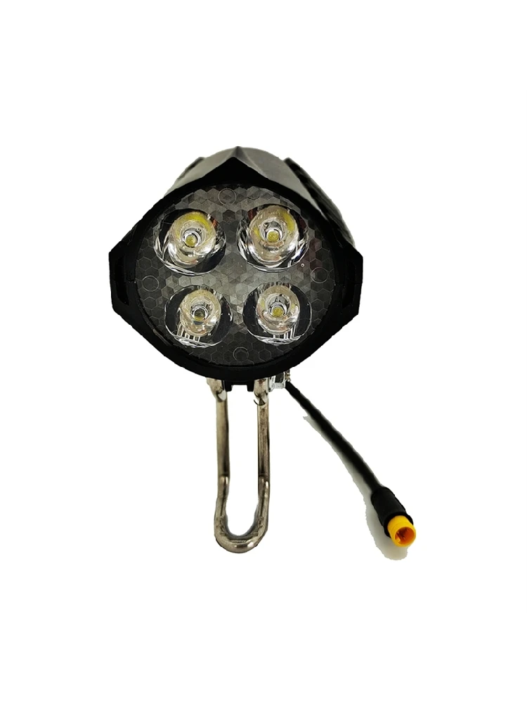 AliExpress For Electric Scooter Bicycle Ebike LED Headlight Accessories 36V 48V Lamp 3Pin Built-In Horn Front Light 4 LED Bulbs