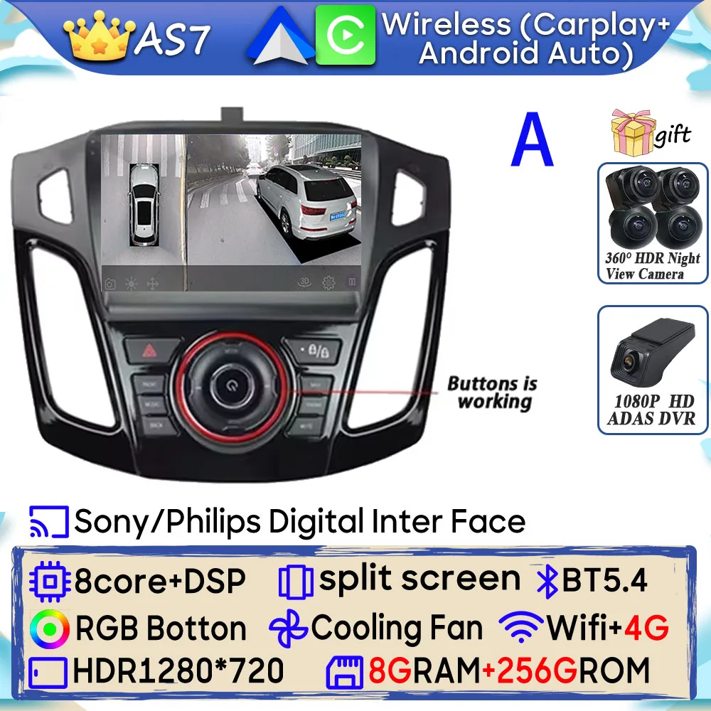 Android 15 Autoradio Voor Ford Focus 3 Mk 3 2011 2012 2013 2014 2015-2019 GPS Navigatie Android Auto Carplay Wifi Stereo Geen 2din
