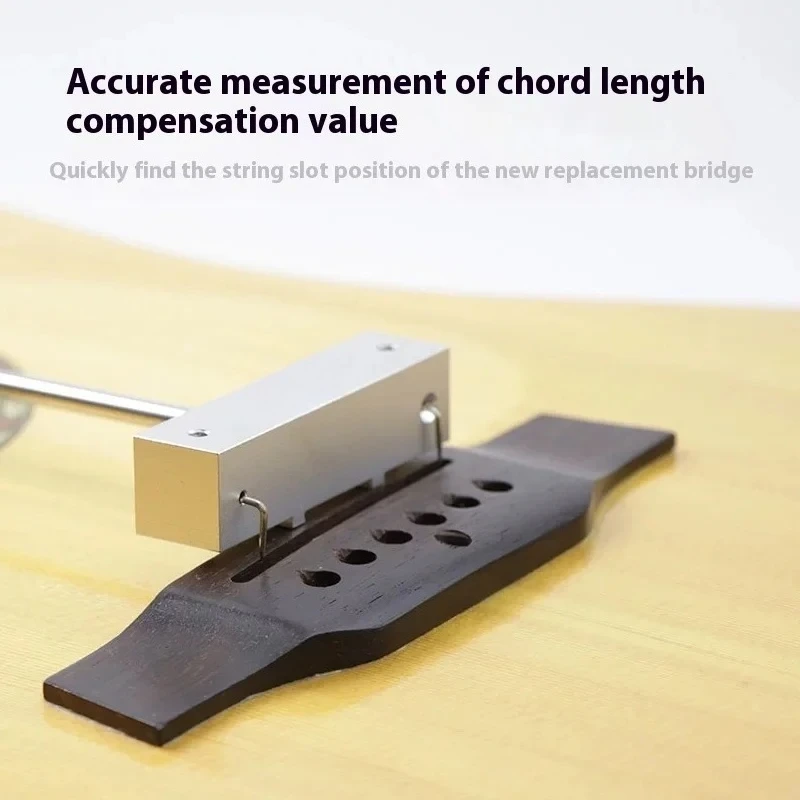 1PCS FOLK WOODEN GUITAR STRING LENGTH MEASUREMENT COMPENSATOR SLIDING RULER FOR STRING PILLOW GROOVE CALIBRATION