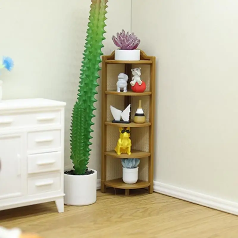 

Corner Mini Display Shelf Model Dollhouses Accessories For Bedroom Kitchen Living Room Tiny House Decoration