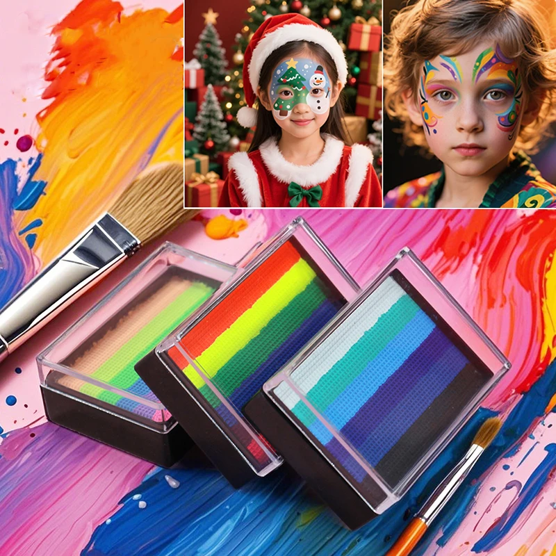 Rainbow Face Paint Palette Children Face Painting Water-soluble Pigment White Facial Body Paint Theatrical Artistic Makeup Plate