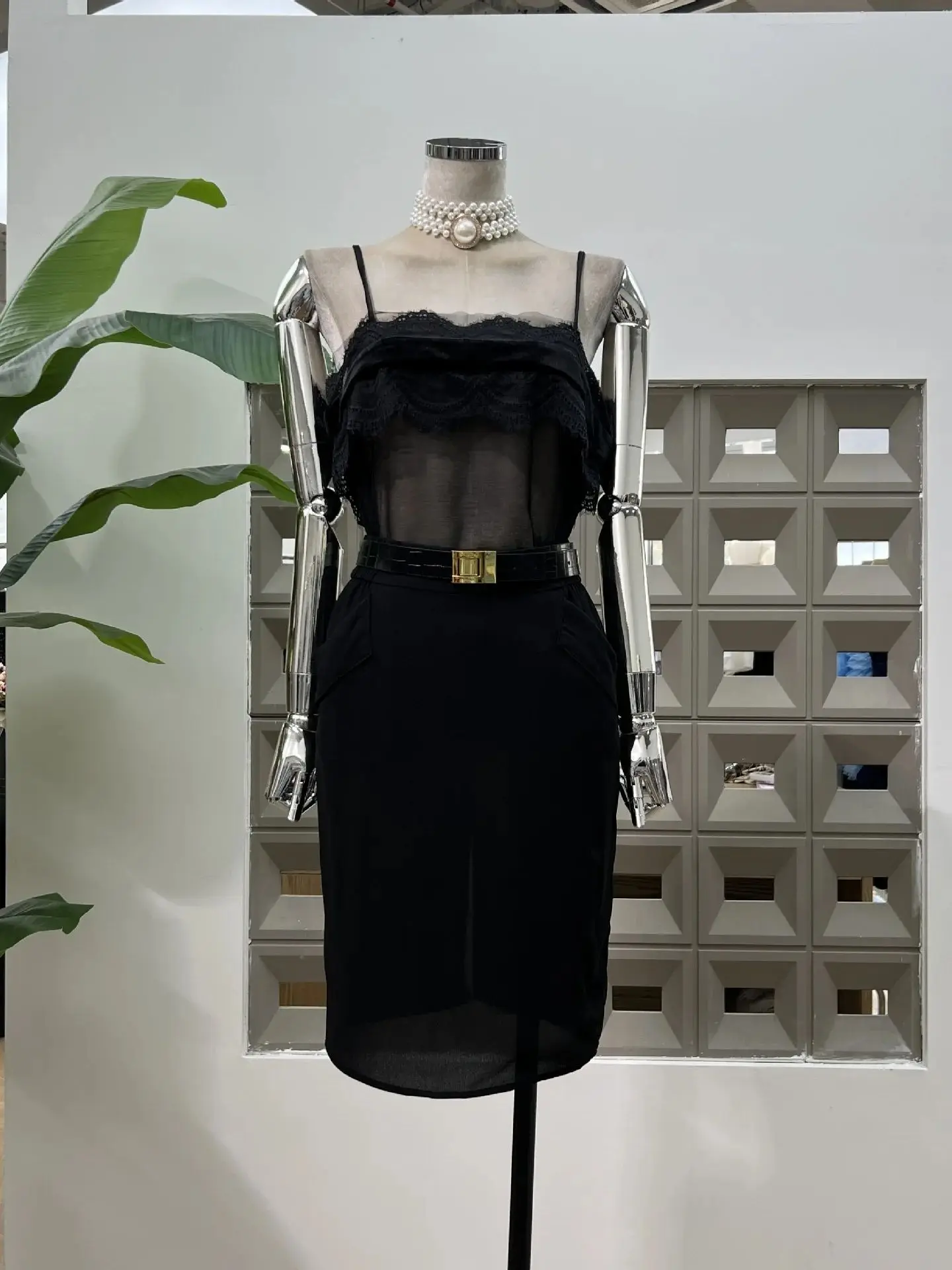 Sexy Square Collare Spitze Patchwork Durchsichtiges Partykleid mit Glöckchen Promi Geburtstag Abend Ballkleider Club Show Wear