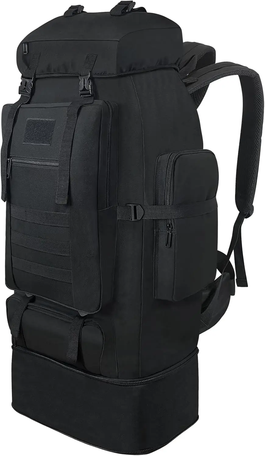 

100L Expandable Waterproof Hiking Backpack, MOLLE Rucksack for Men Women, Outdoor Travel Daypack (Black)
