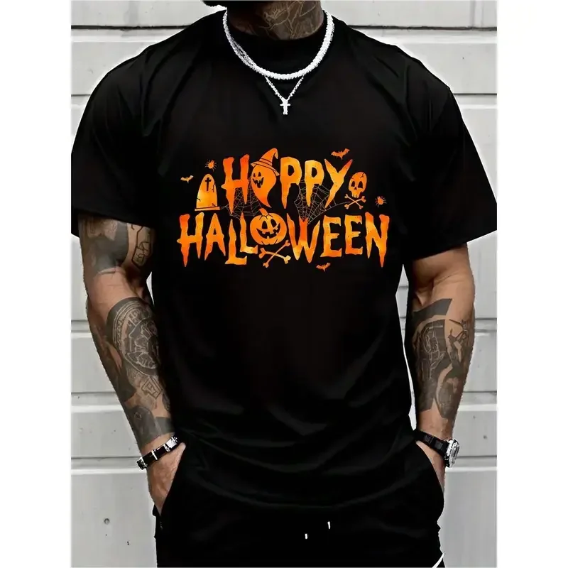 Happy Halloween Graphic T-Shirt, Trick or Treat Pumpkin Party Tee for Men