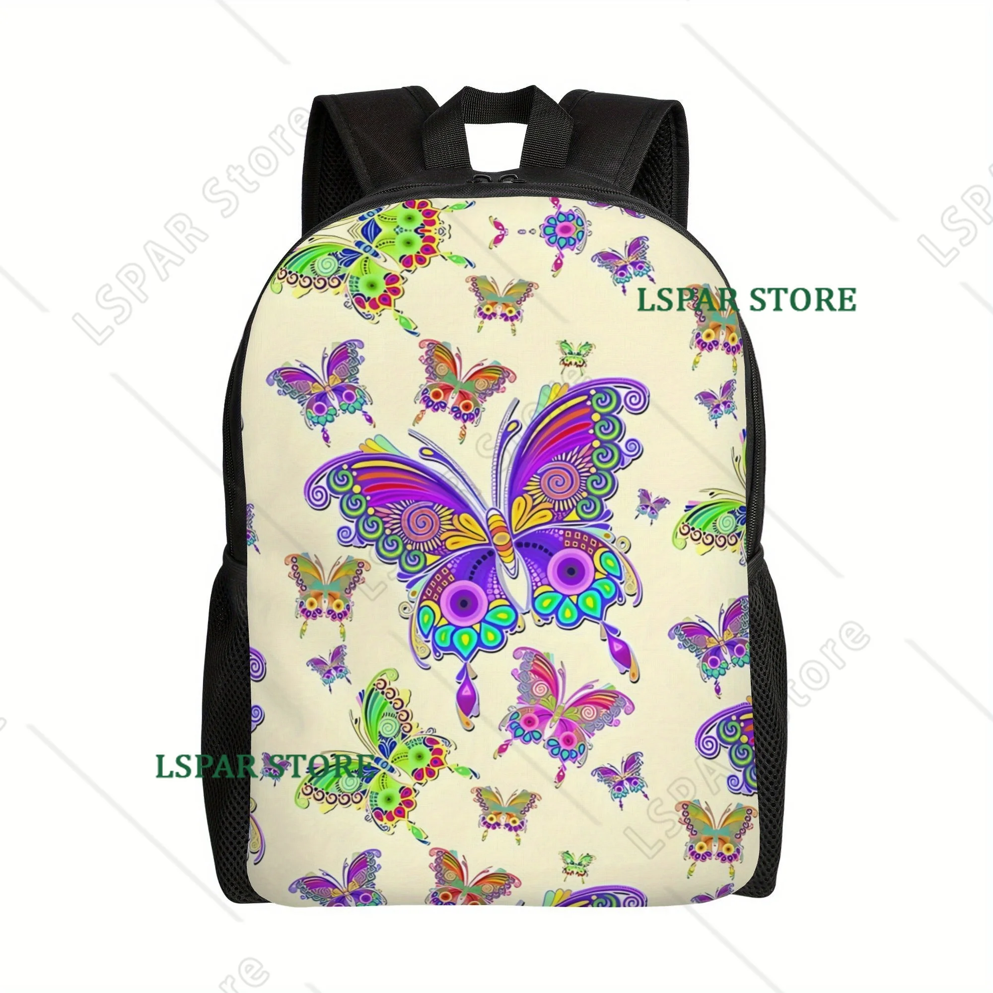 Casual Backpacks Featuring A Colorful Butterfly Tattoo  Perfect for Students and Travel Straps for Laptops