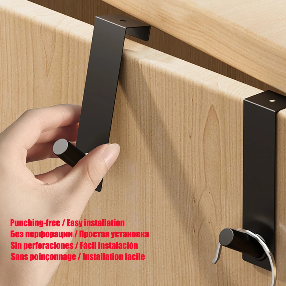 Punch Gratis Kait Pintu Kain Gantungan Kunci Handuk Multi-fungsi Alat Kabinet Dapur Gantungan Pintu Kamar Mandi Aksesori Rak Gantungan Jubah
