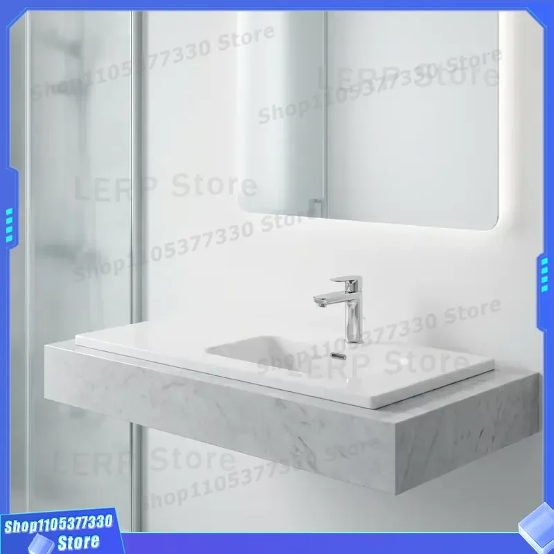 120cm Modern Rectangular Ceramic Washbasin Pure White Hotel Sink Smooth Surface Easy Clean Bathroom Basin Contemporary Design