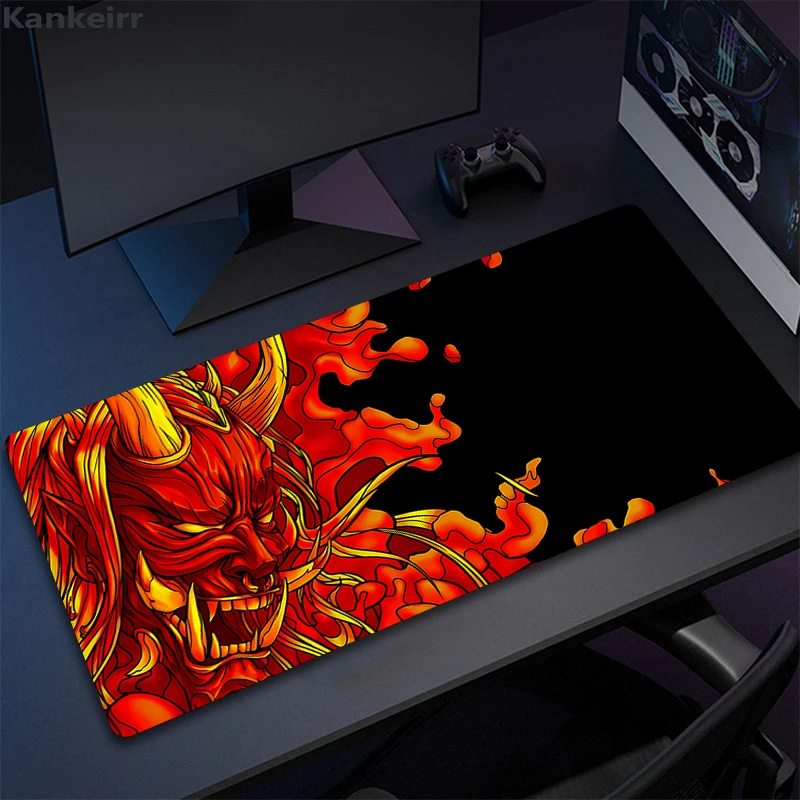 Mouse Pad Japanese Ghost Face Black Game Keyboard Mats Large Size Table Mat Devil Game Japanese Anime Xxl Mousepad Computer Rug