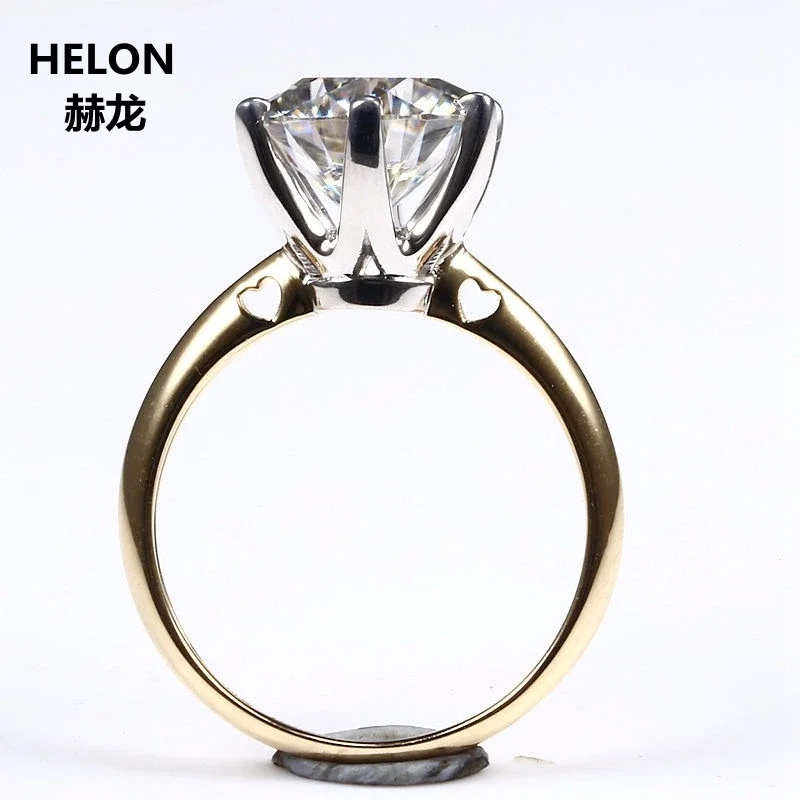 

3ct Moissanites Ring Solid 14K Yellow Gold Round VVS/ F-G Lab Grown Moissanites Diamond Engagement Ring Women White Gold Prongs