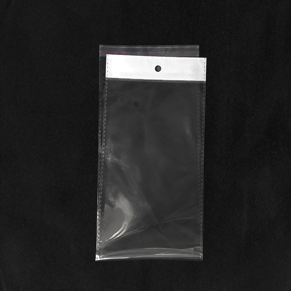 

12.5x62cm White Top Hang Hole Self Adhesive Plastic Bags Transparent OPP Wig Periwig Extension Package Poly Bag 100pcs/lot