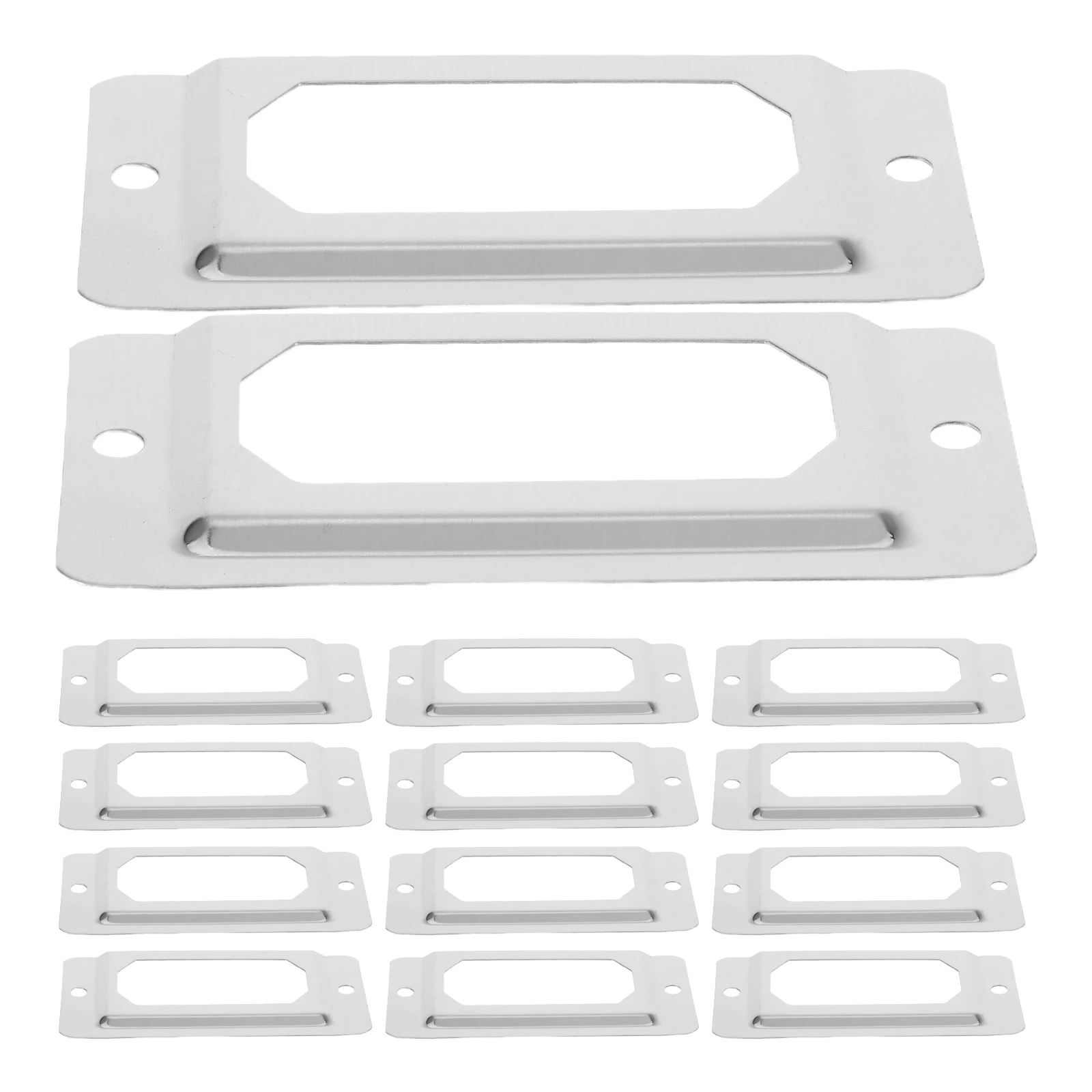 

50 Pcs Drawer Label Holder Cards Catalog Tag Frame Boxes Storage Decorative Slot Book Stainless Steel Frames