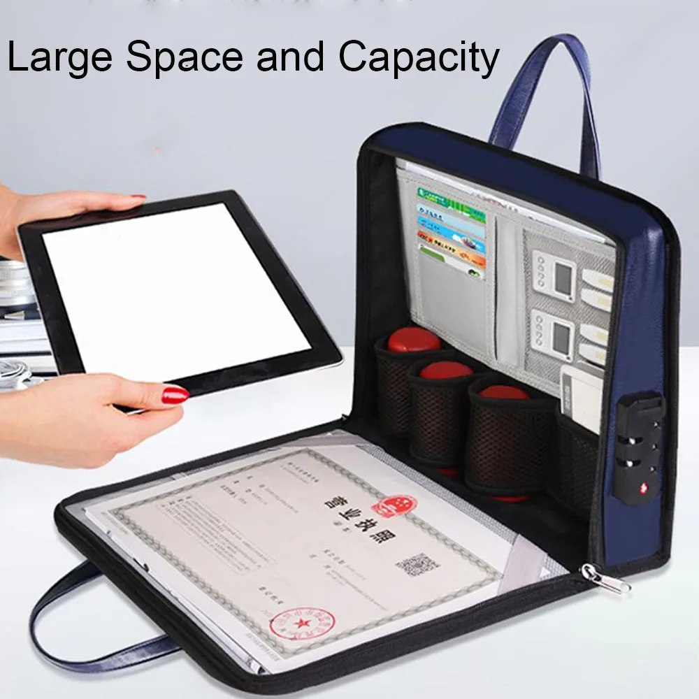 Imagem -05 - Fireproof Document Password Bolsa Pasta Impermeável Safe Box Card Case Travel File Storage Safe Papers Handbag Safety Organizer