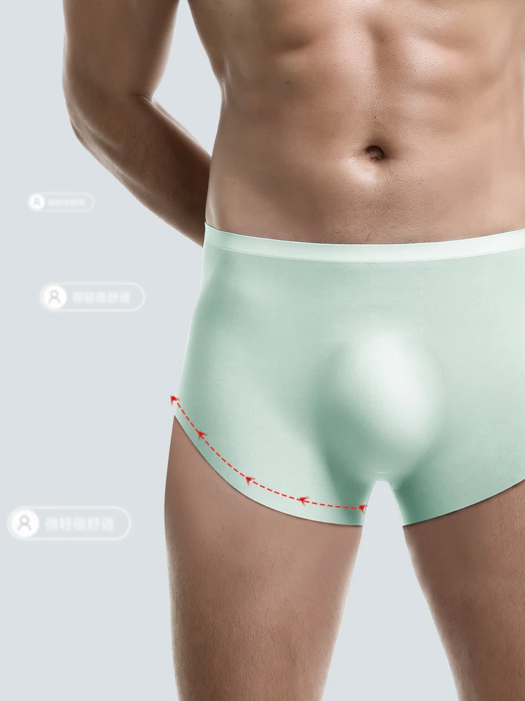 

Men's ice silk seamless underwear 3D punching boxers summer thin underpants boys extended sports shorts