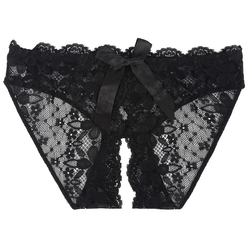 Women's Sexy Lace Mesh Panties Seamless Low Waist Perspective Briefs Lady Erotic Open Crotch Underpanties Lingeries