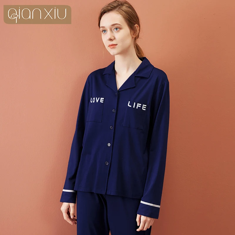 New Autumn Lovers Pajamas Nightgrown Homewear Nightcloth Cotton  Fashion Plus Size  Knit Cardigan Couples Home Clothes