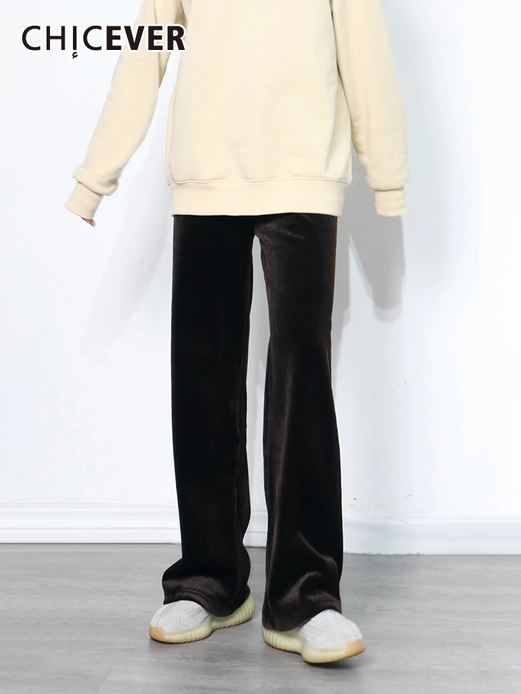

CHICEVER Loose Solid Trousers For Women High Waist Minimalist Straight Wide Leg Pants Female Clothes 2023 Spring Fashion Style