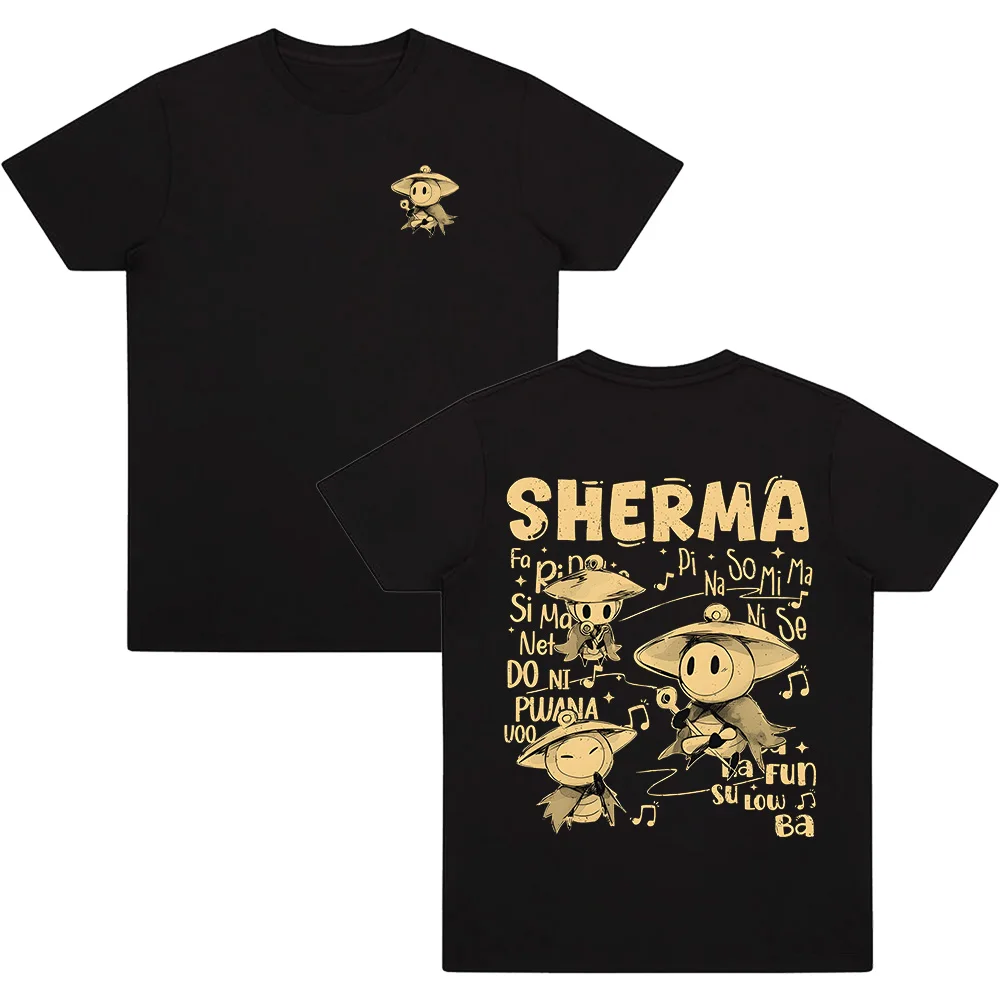 

Футболки Sherma Song Hollow Knight Silksong, мягкие хлопковые забавные игровые топы, модные для женщин и мужчин, одежда с круглым вырезом и мультяшным принтом