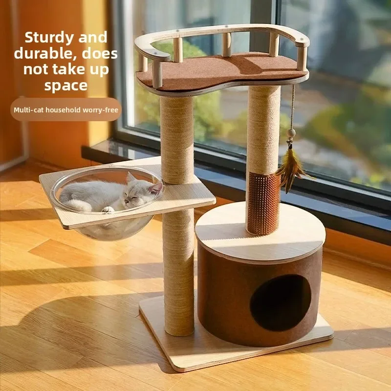 Cat climbing frame small apartment, climbing two-story cat scratching column