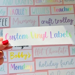 Rainbow Color Sticker for Water Bottles Personalised Text Decorative Decals Waterproof Cute Name Labels