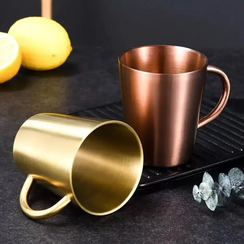 304 Stainless Steel Thermal Coffee Beer Mug Double-layer Tea Cup with Handle for Friends Drinkware Tableware Dropshipping