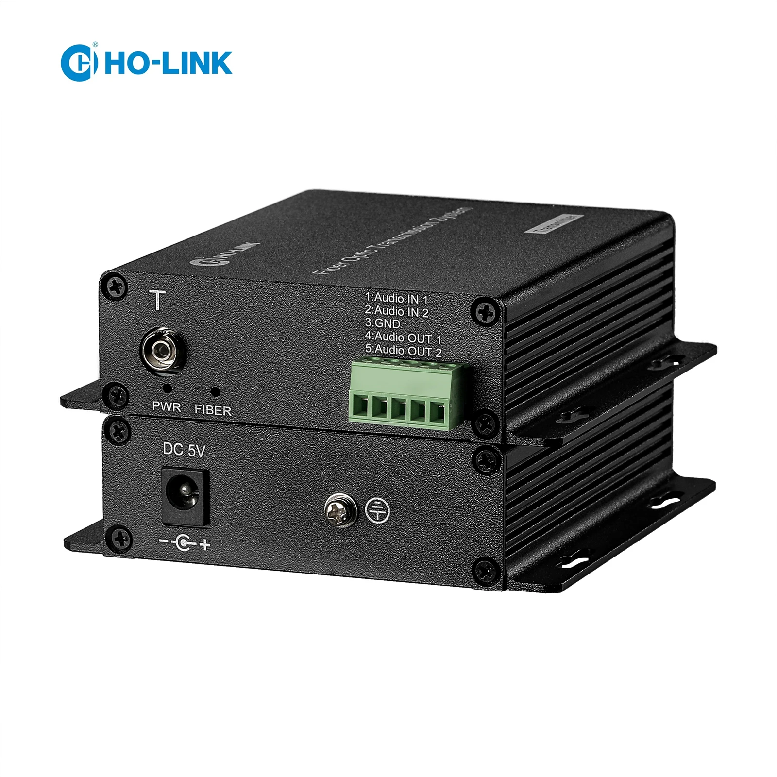 2 channel bidirectional phoenix terminal audio single fiber single mode Phoenix Terminal Audio Fiber Optic Converter