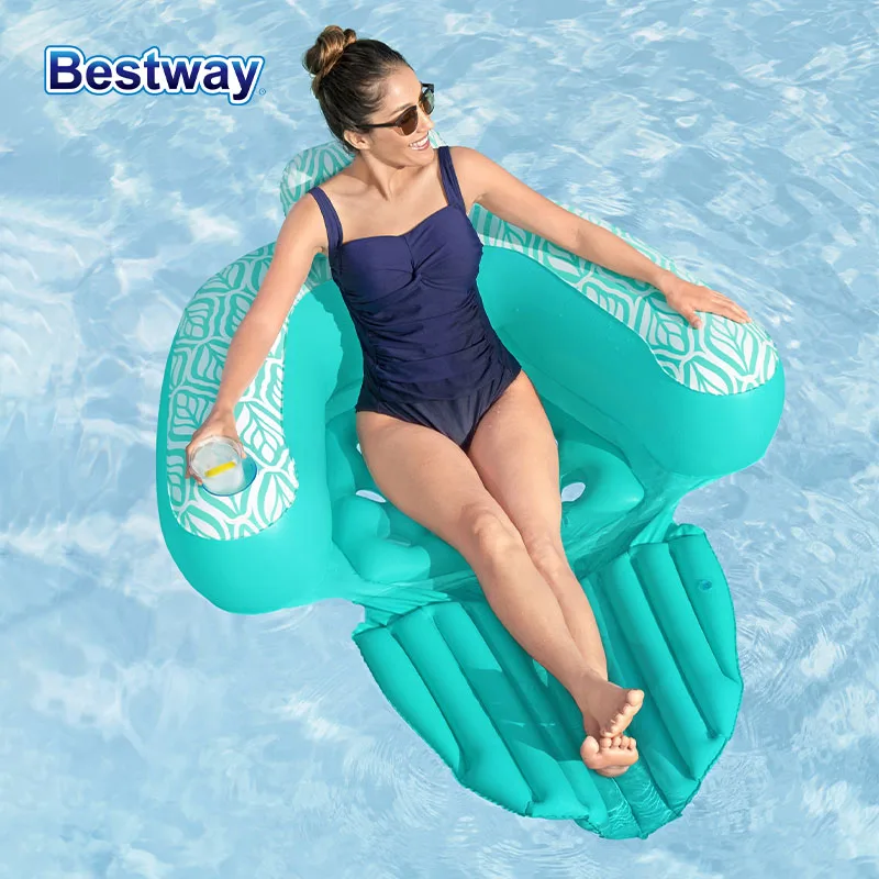 

Надувное кресло Bestway 43719 (1 шт.), портативное, для отдыха на воде, с подголовником и подстаканником, плавучий предмет для водных развлечений