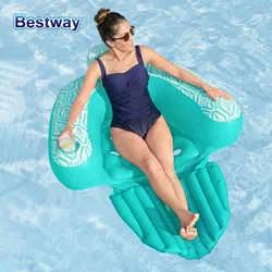 Bestway 43719 1PC Portable Inflatable Floating Pool Lounge Chair with Backrest and Cup Holder, Inflatable Pool Floating Chair