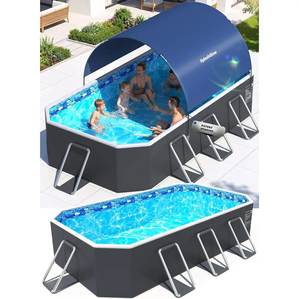 

Надувной семейный бассейн, нетоксичный, большой размер с навесом, подходит для взрослых и детей, 90x50x20 см, синий