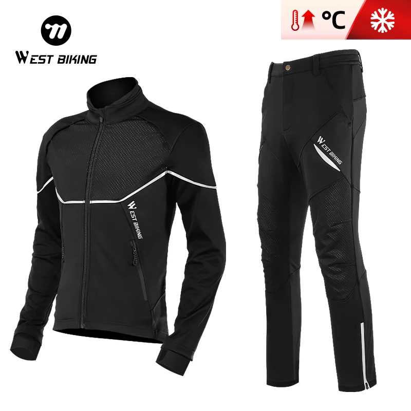 

WEST BIKING Winter Thermal Cycling Suit Men Women Windproof Bike Jersey Running Ski Snowboard Jacket Coat Pants M-3XL Sportswear