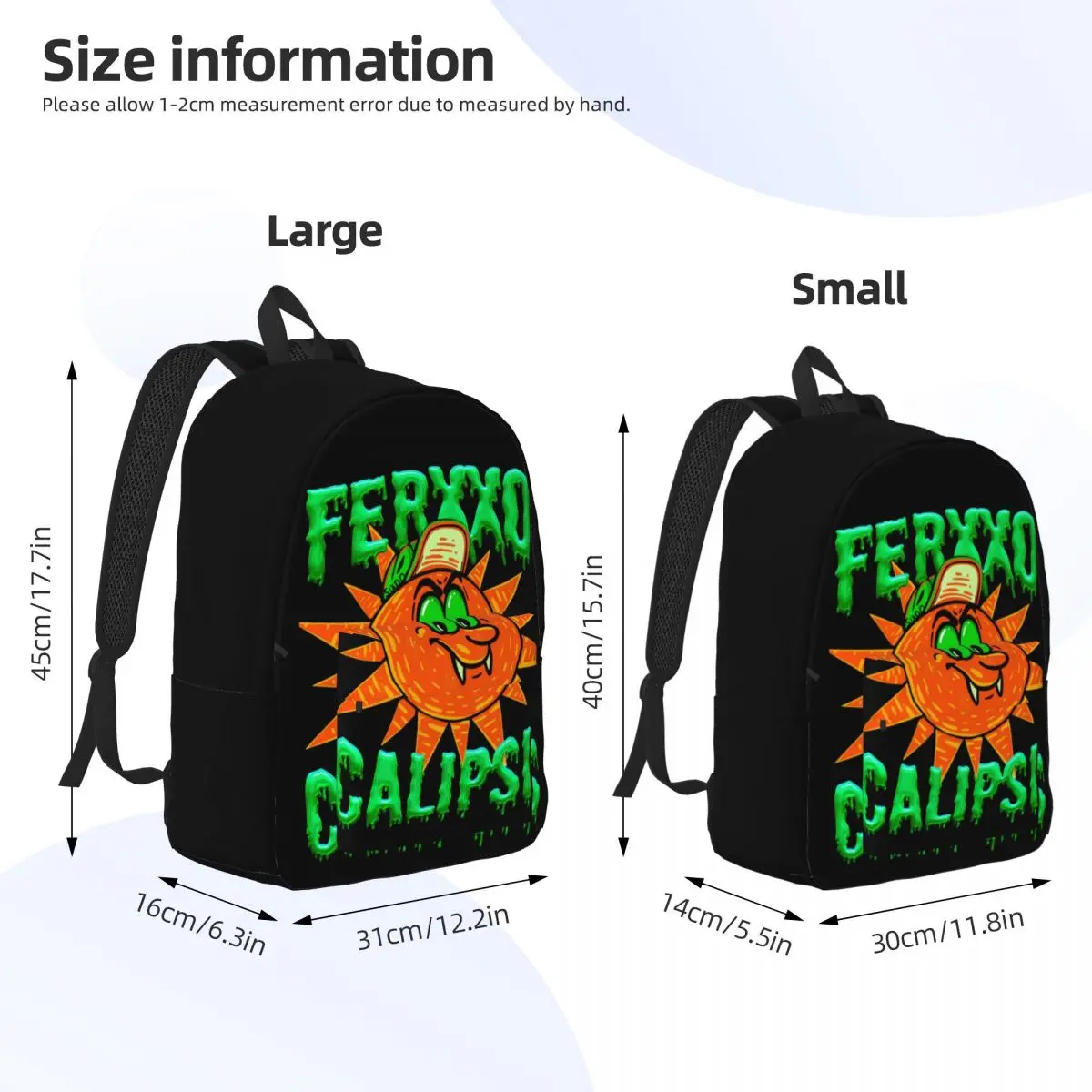 Mochila de turismo de lona ao ar livre para homens e mulheres, mochila casual, ensino médio, trabalho, rapper, hip hop, laptop, bolsa, Ferxxocalypse, 2024