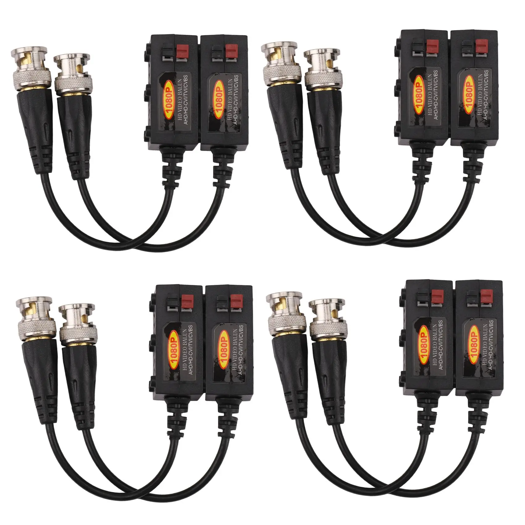 1080P AHD/HD-CVI/TVI/CVBS Passive HD Video Balun Transmitter 4 Pairs (UTP Up to 350M-600M)