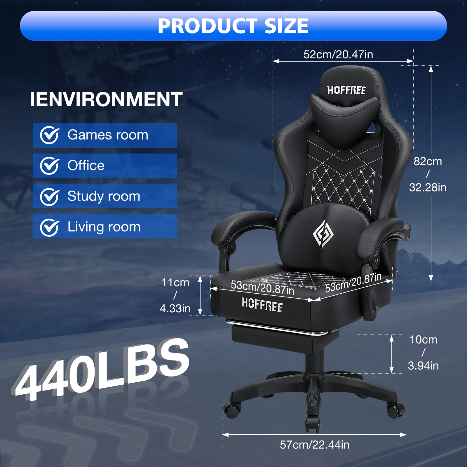 Silla de cuero para juegos con reposapiés, Altavoz Bluetooth, función Dual, masaje, altura ajustable, reclinable, ordenador, silla de oficina, sofá