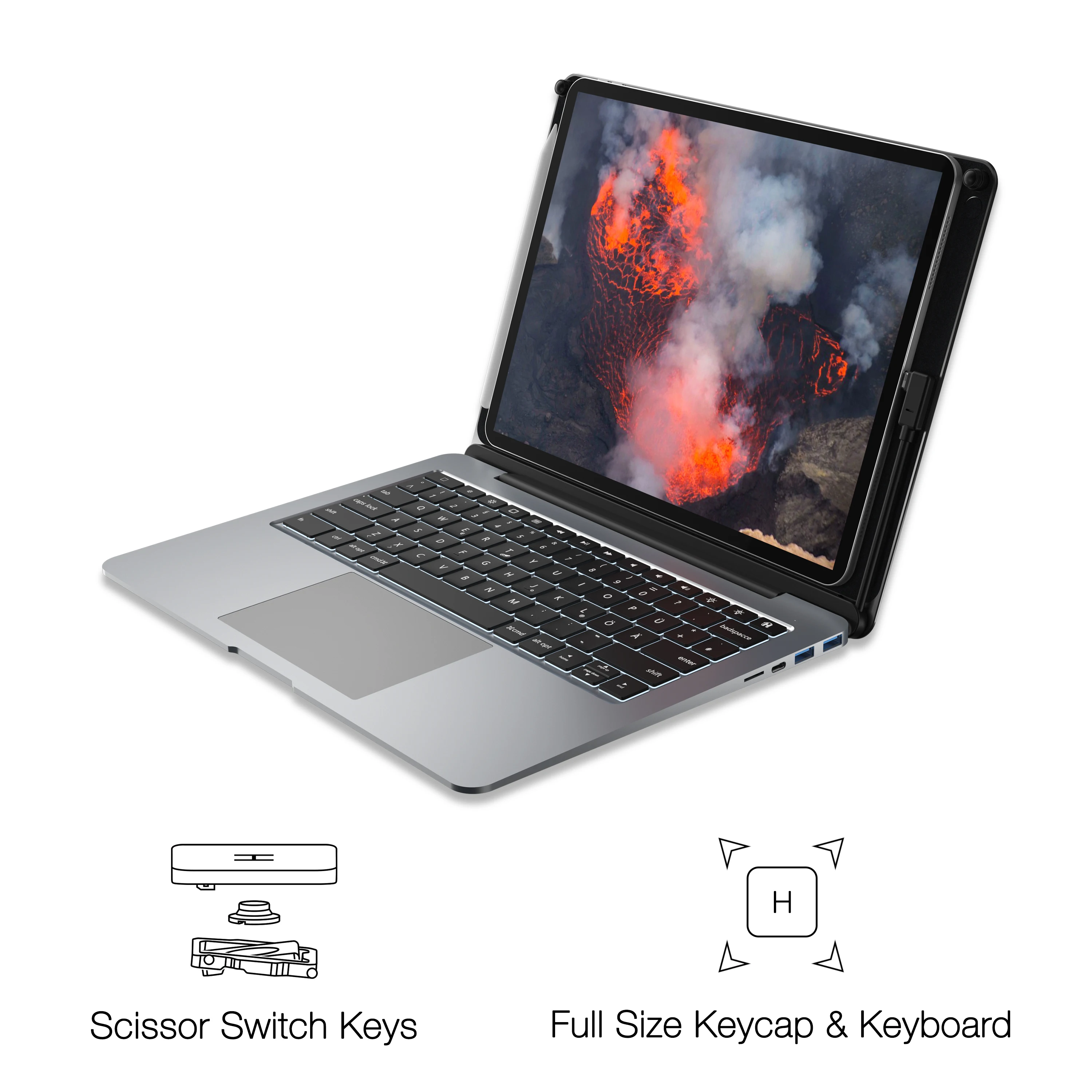 Doqo Aluminium Keyboard Case Met 8-In-1 Hub Docking Functie Voor Ipad Pro 12.9"