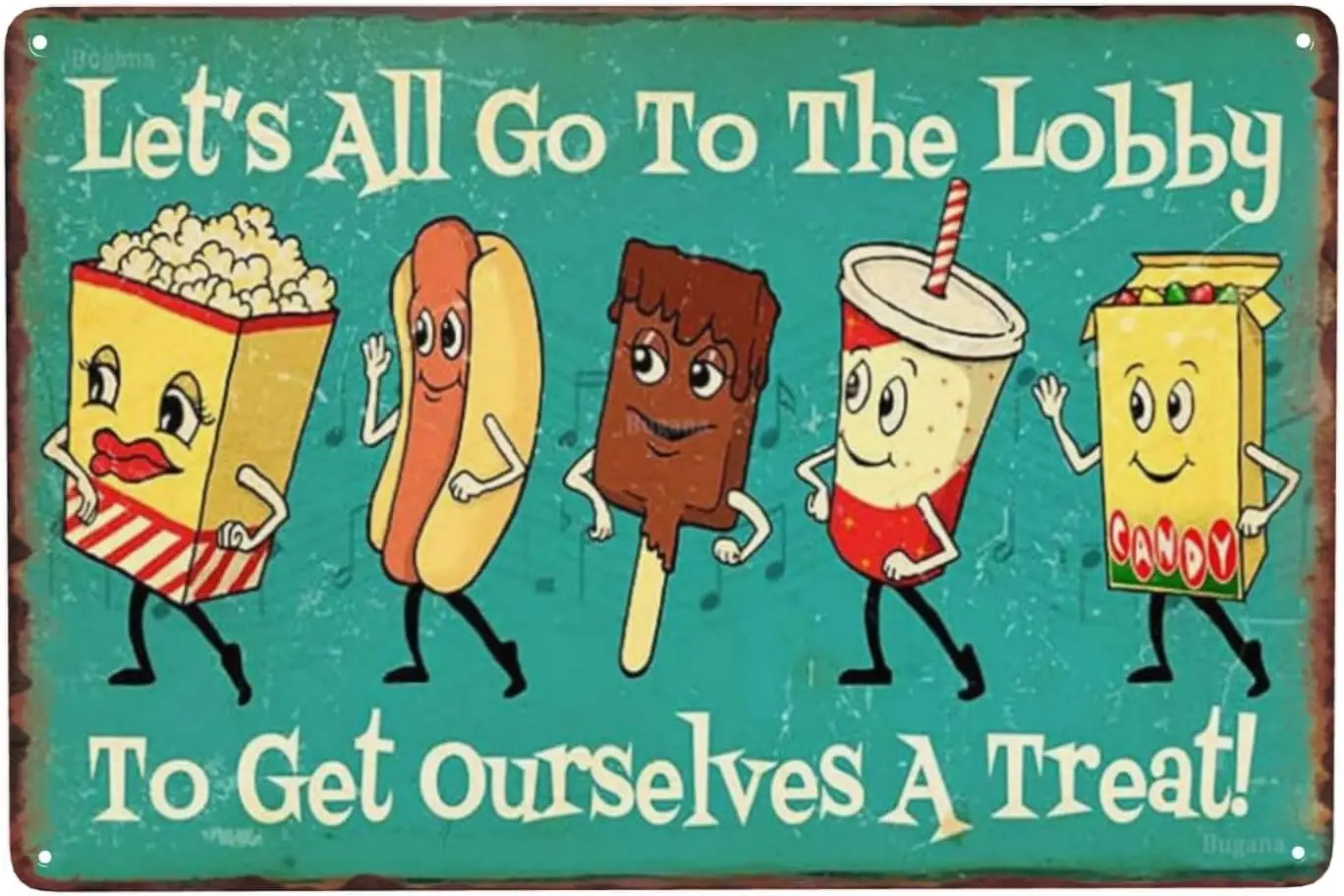 Y1,Lets All Go To The Lobby Vintage Movie Poster Metal Sign, Retro Funny Decor Tin Inspirational Quotes Sign for Home l