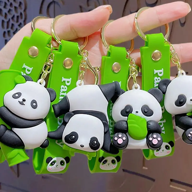 Cartoon Panda Keychain PVC Cartoon Animal Keychain Cute Cartoon Panda Keychain Decoration Fashion Car Key Pendant Bags Doll