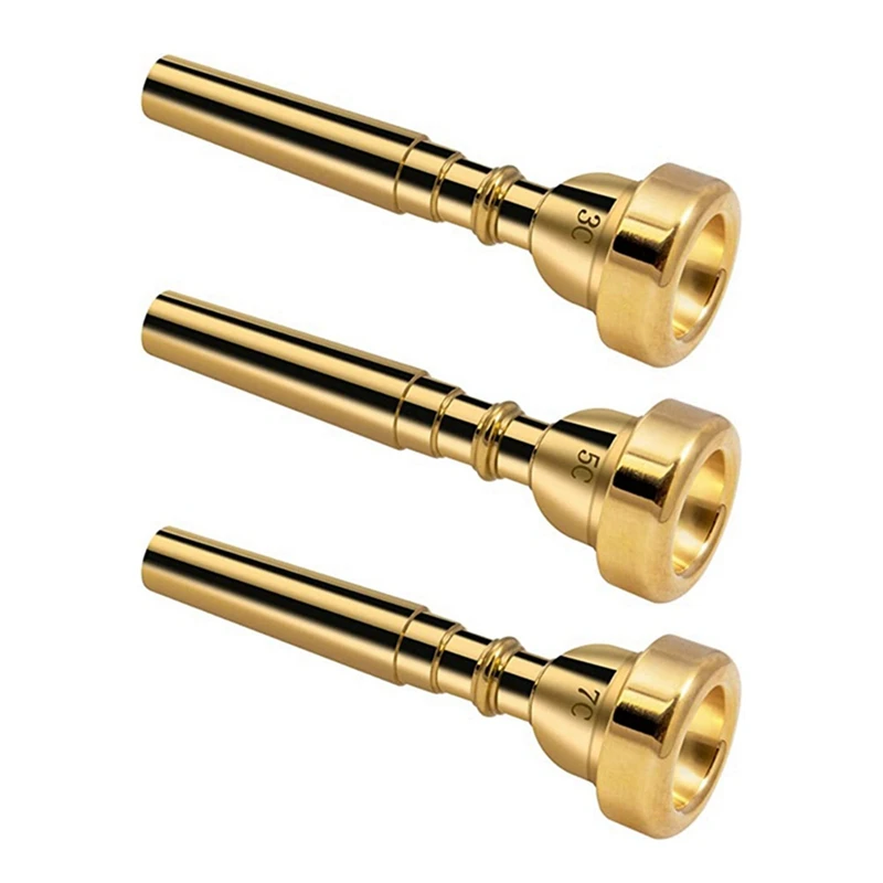 

3 Pack Brass Trumpet Mouthpiece Set Trumpet Mouthpiece 3C 5C 7C Trumpet For Beginners (Gold)