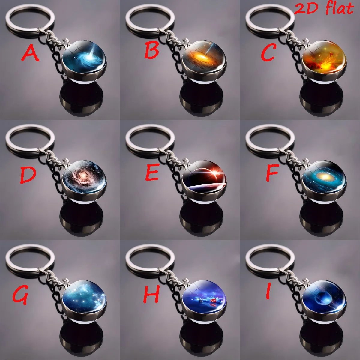 1-Piece Glow-in-the-Dark Galaxy Planet Time Gemstone Keychain, the Perfect Gift for a Friend, or a Birthday Present.